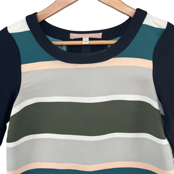 Anthropologie Troubadour Blouse Womens Multicolor Stripe 3/4 Sleeve Top Size 2 - Picture 3 of 10